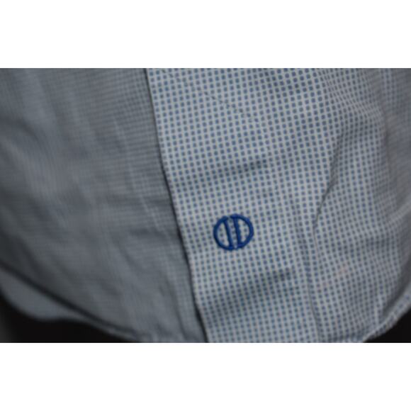 David Donahue Dress Shirt Mens Size XL Blue Geometric Cotton Button Down - Picture 5 of 7